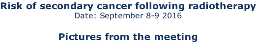 Risk of secondary cancer following radiotherapy Date: September 8-9 2016  Pictures from the meeting
